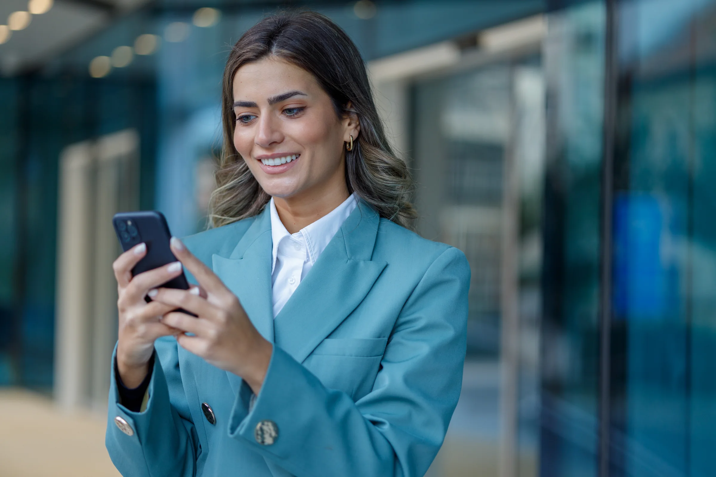 Business professional using a mobile phone